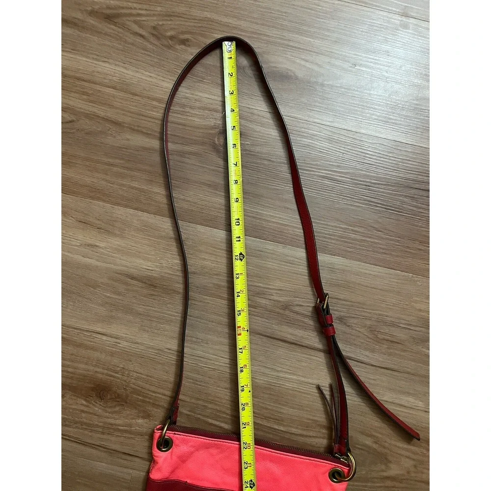 Fossil Keely Leather Crossbody Bag Vibrant Two Tone Red Pink‎ Shoulder Bag